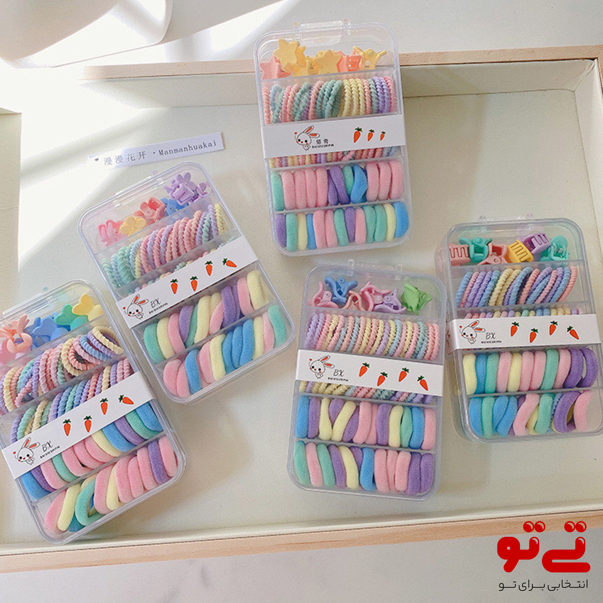 ست کش مو و کلیپس رنگی مدل2444